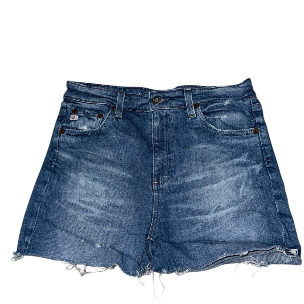 AG Adriano Goldschmied Blue Saige Crop High-Rise Straight Jean Shorts 27